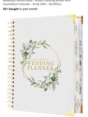 Brand New - Amazon White & Gold Wedding Planner with Green Leaf Accent